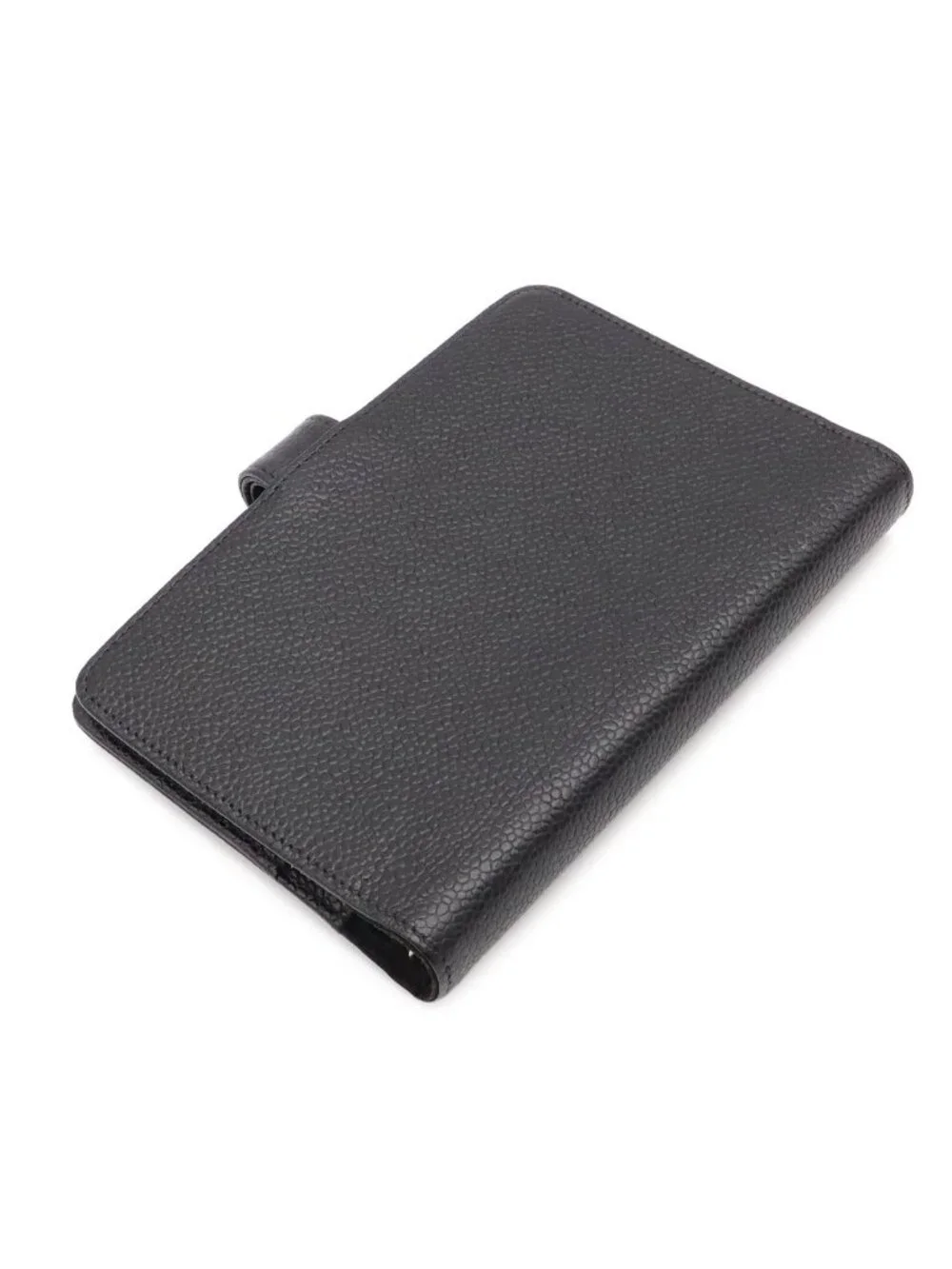 Chanel CC Logo Agenda Notebook Cover Hole System Caviar Leather Black Gold